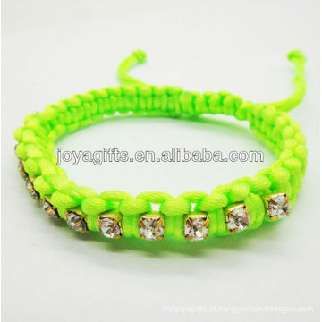 2014 vendas quentes tecido pulseira cor verde pulseira de amizade tecida